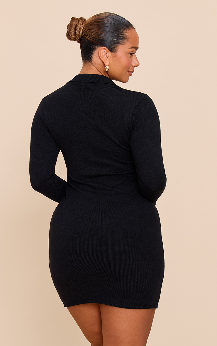 Shape Black Knitted Polo Mini Dress image 2
