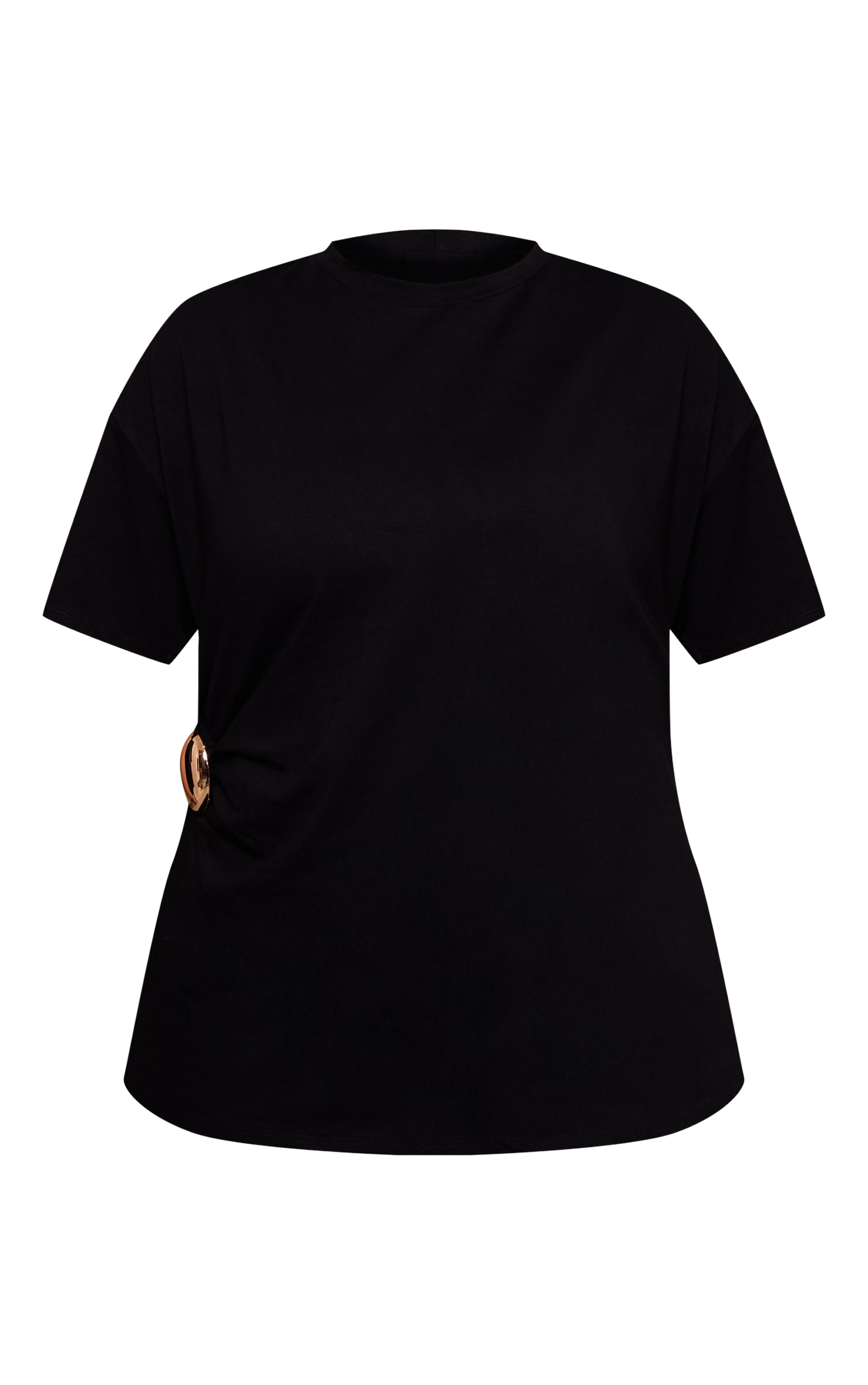 Plus Black Trim Detail Asymmetric Hem T Shirt image 5
