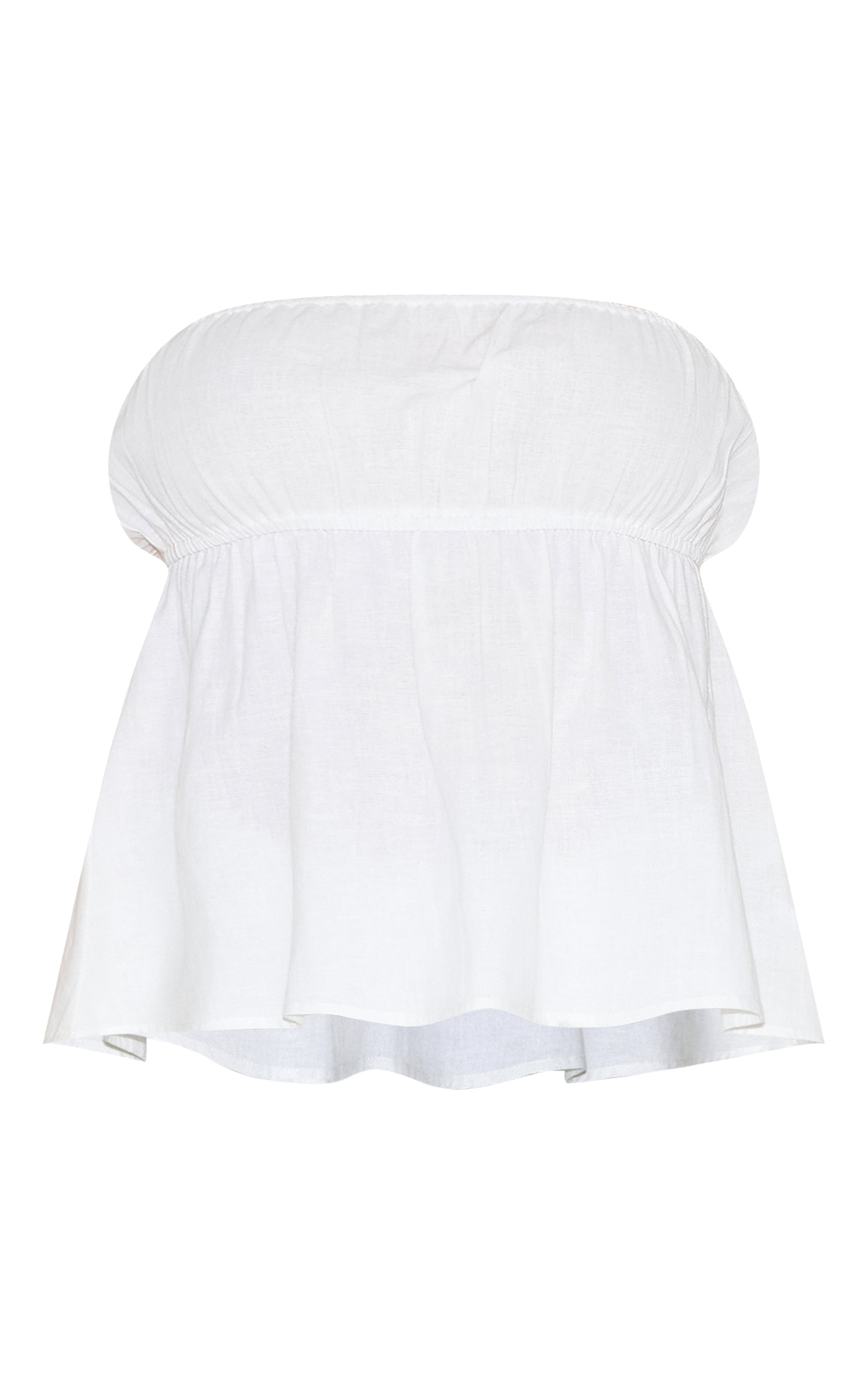 Petite White Linen Look Peplum Bandeau Top image 5