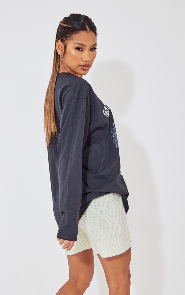 Black Disney Ski Club Long Sleeve T Shirt image 2