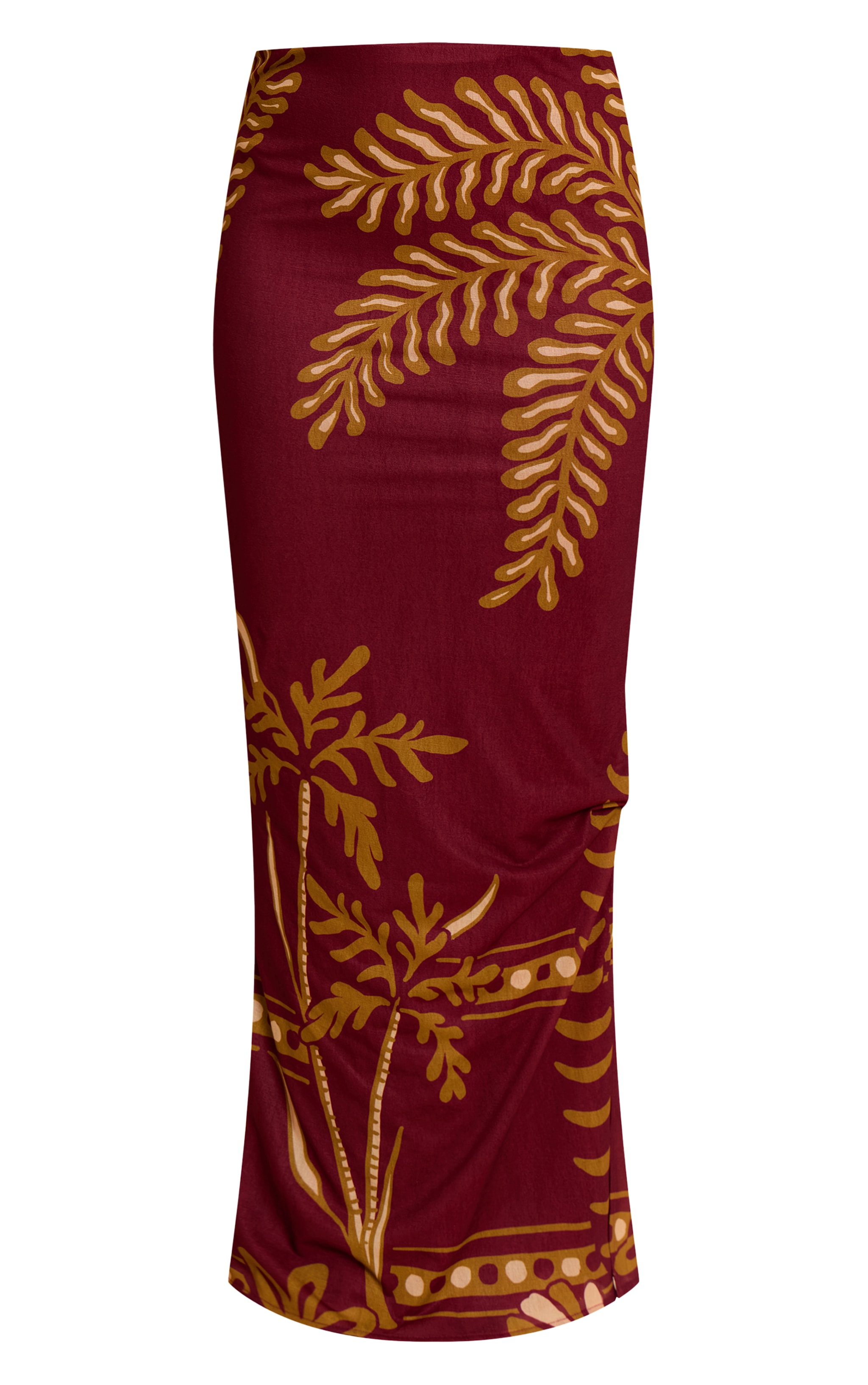Rust Palm Print Chiffon Maxi Skirt image 5