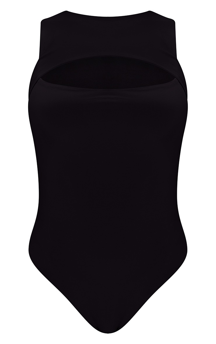 Black Slinky Cut Out Front Bodysuit