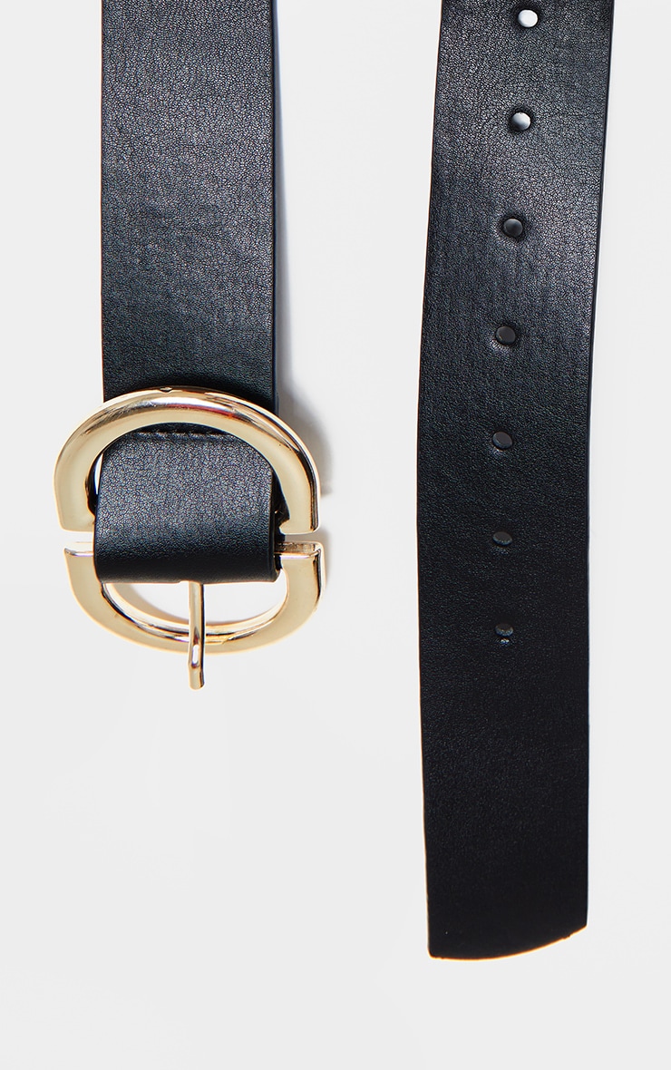 DESIGN - Ceinture Fine élégante En Cuir Avec Boucle Noir Mat