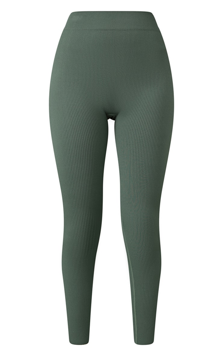 Tall Sea Green Contour Rib High Waisted Leggings | PrettyLittleThing