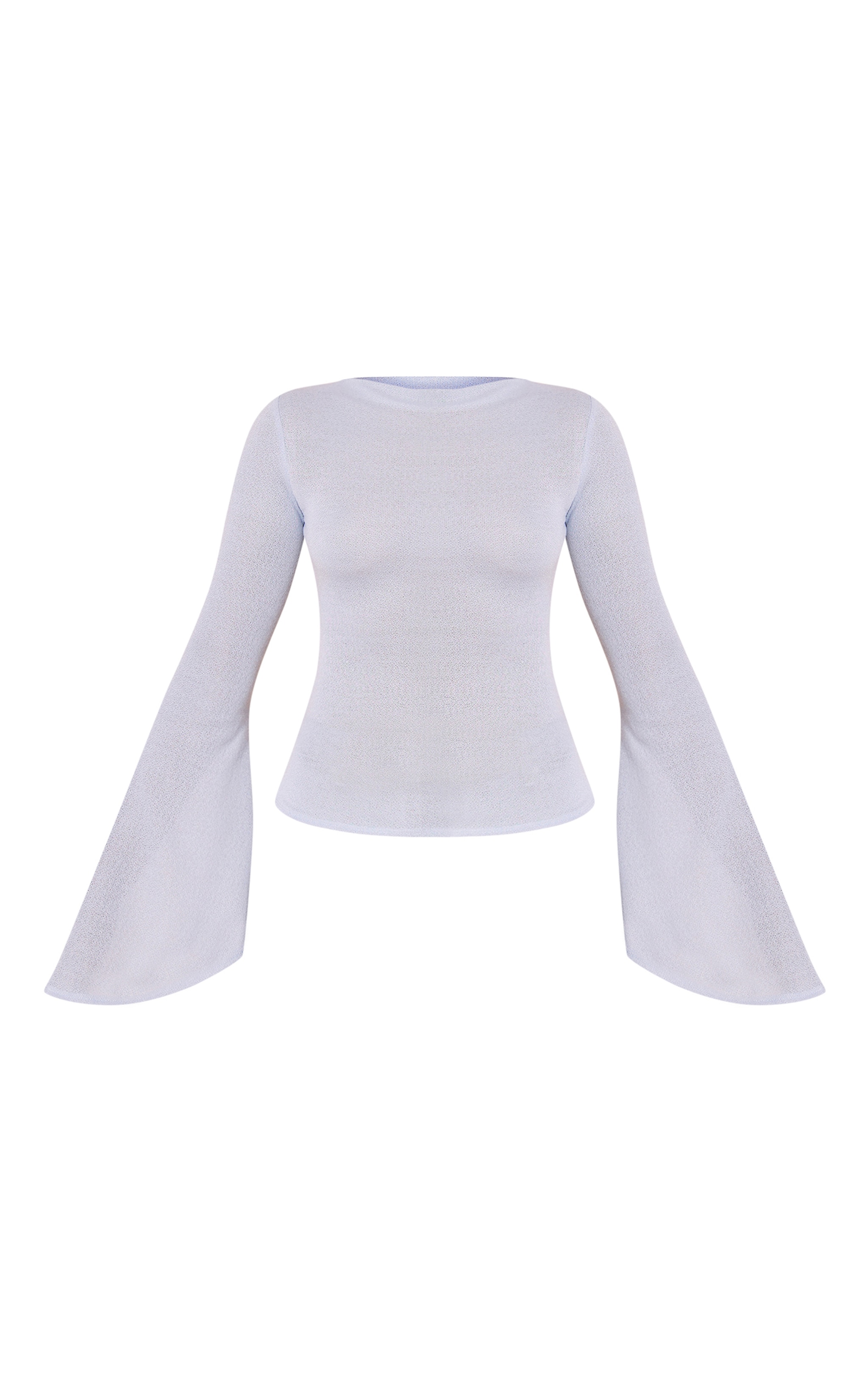 Sky Blue Textured Extreme Flute Sleeve Long Top image 5