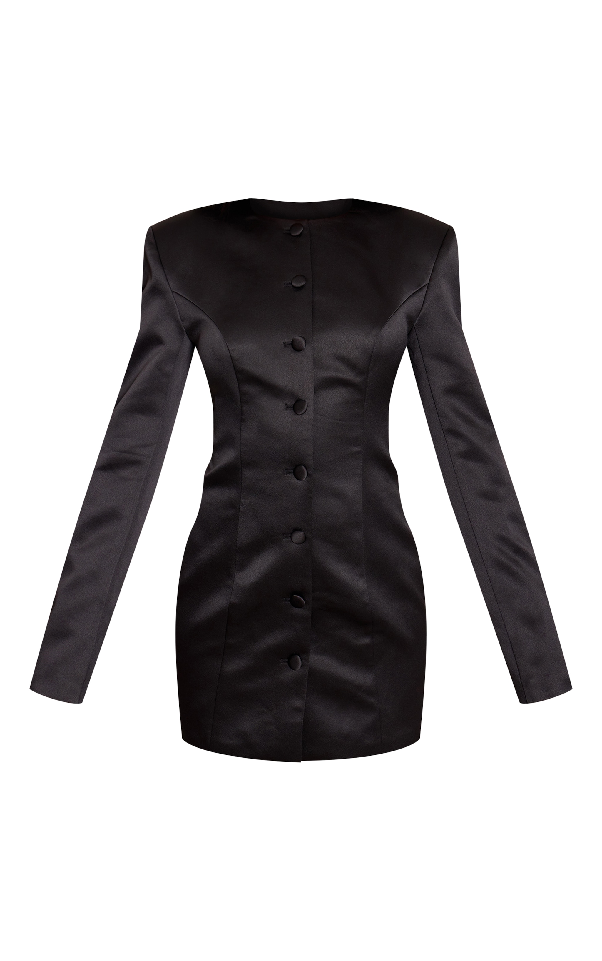 Blazer satiné noir à manches longues et boutons image 5