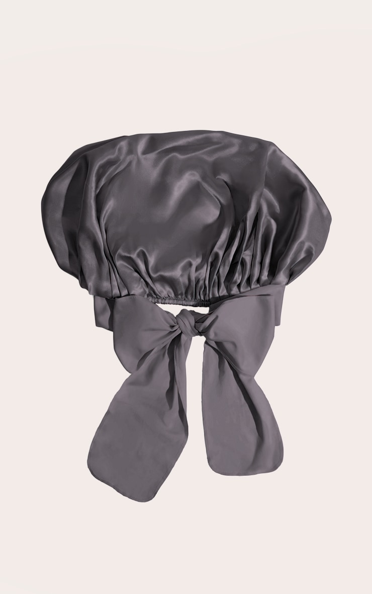 Kitsch Bonnet oversize ajustable en satin Charcoal image 3