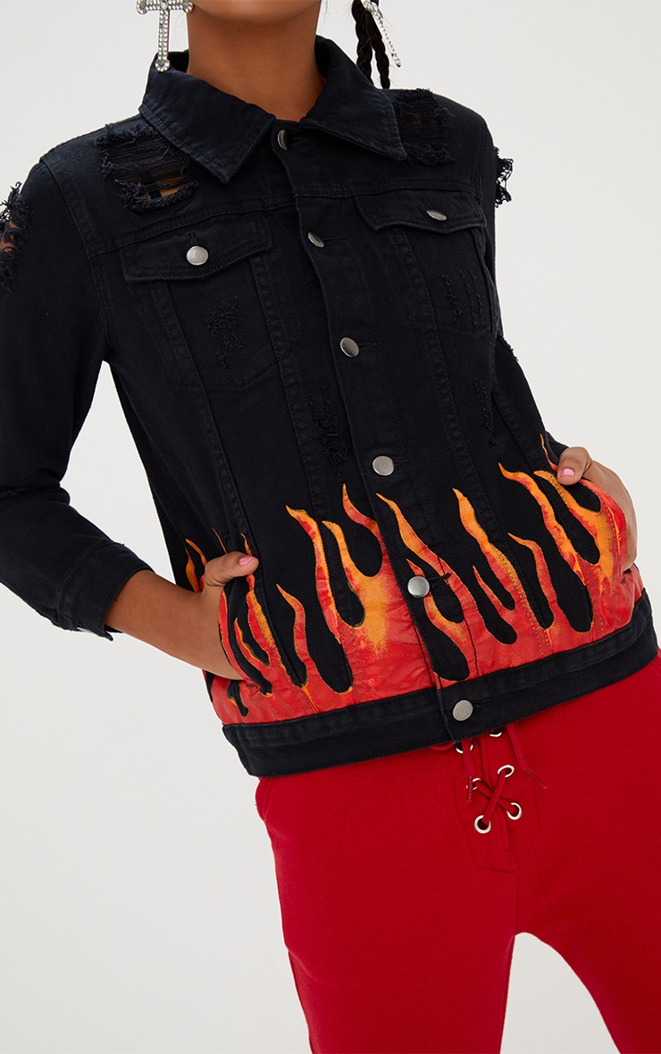 flame jean jacket