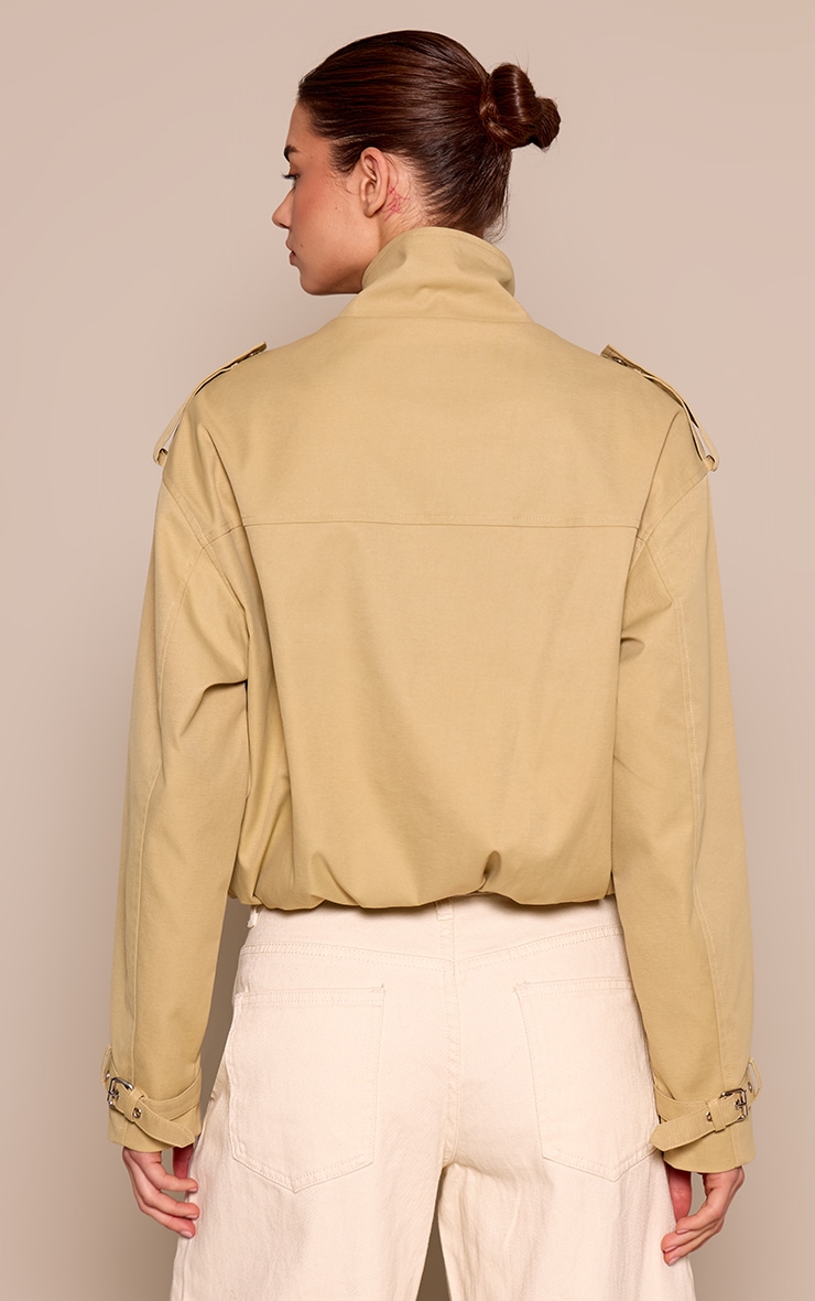 Beige Utility Trench Jacket image 2
