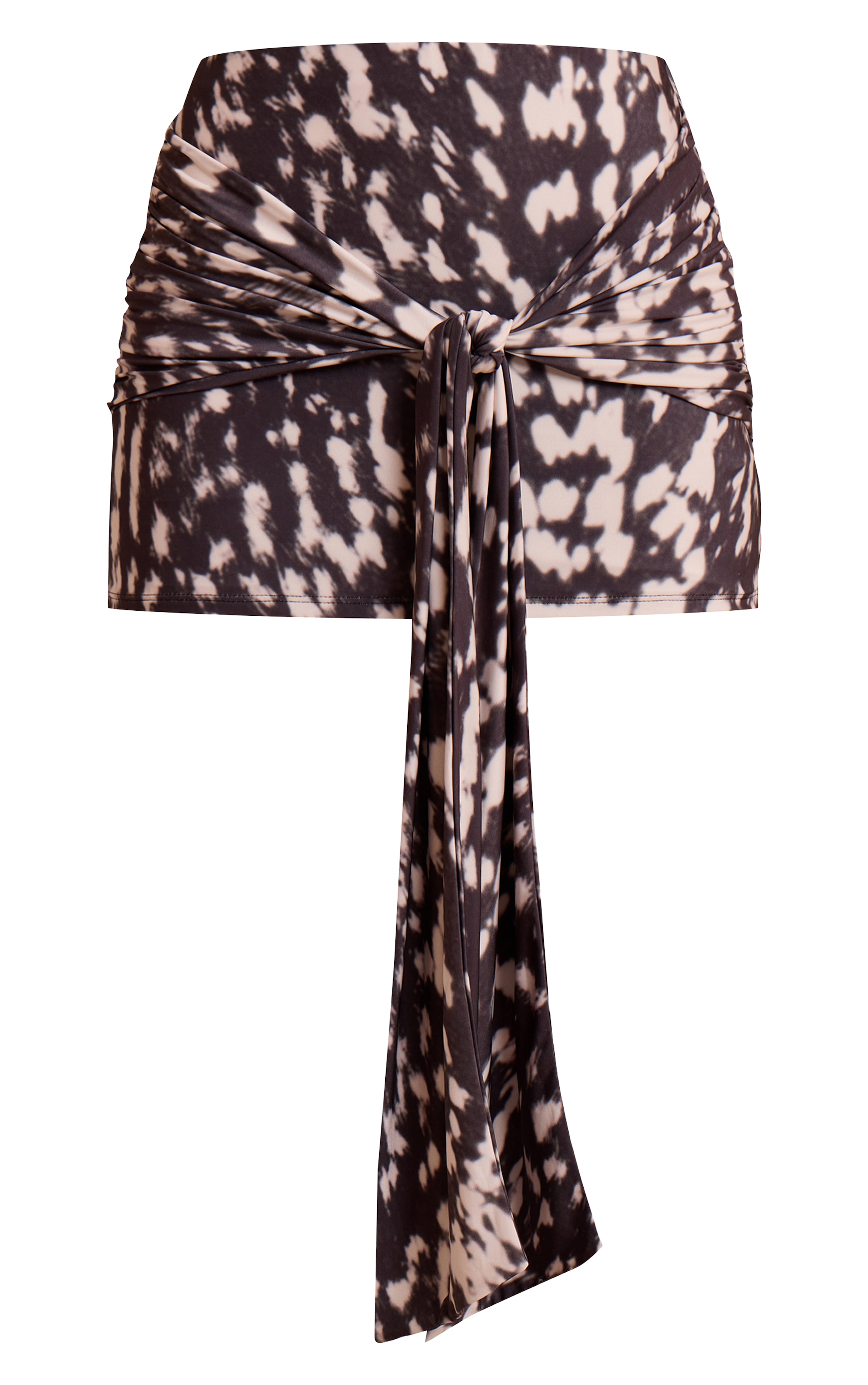 Black Printed Slinky Knot Detail Mini Skirt image 6