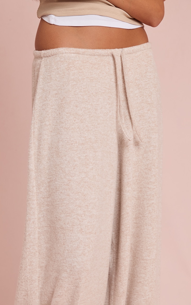 Pantalon en maille tricot douce sable à cordons ajustables image 4