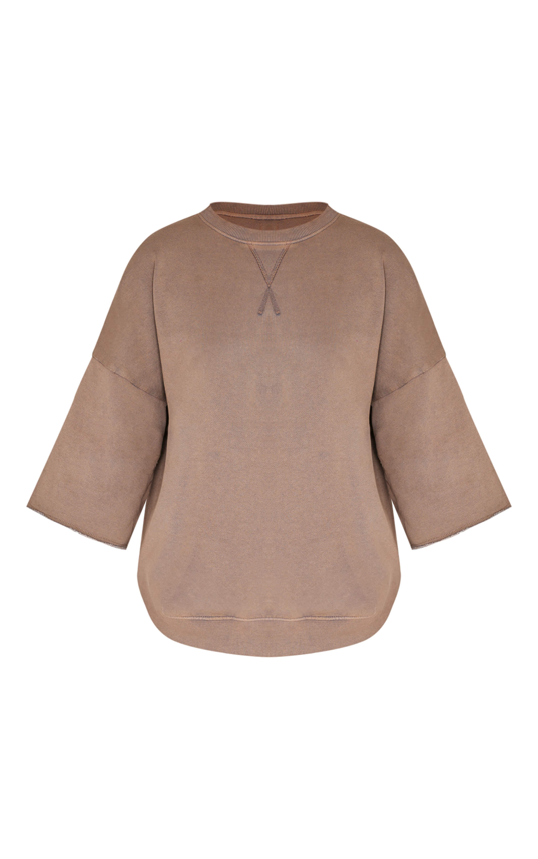 Brown Vintage Wash Oversized Short Sleeve Sweatshirt image 5
