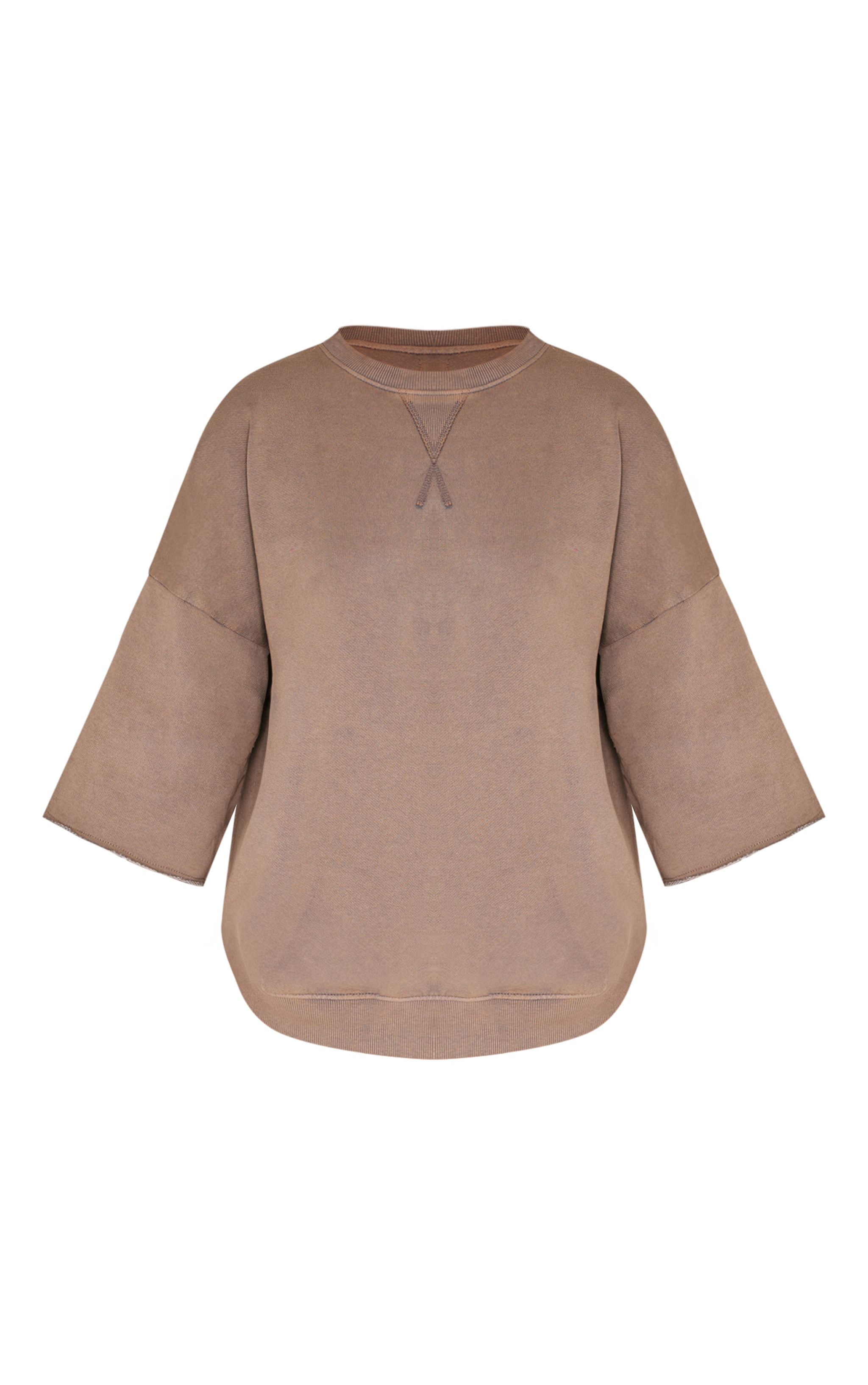 Brown Vintage Wash Oversized Short Sleeve Sweatshirt image 5