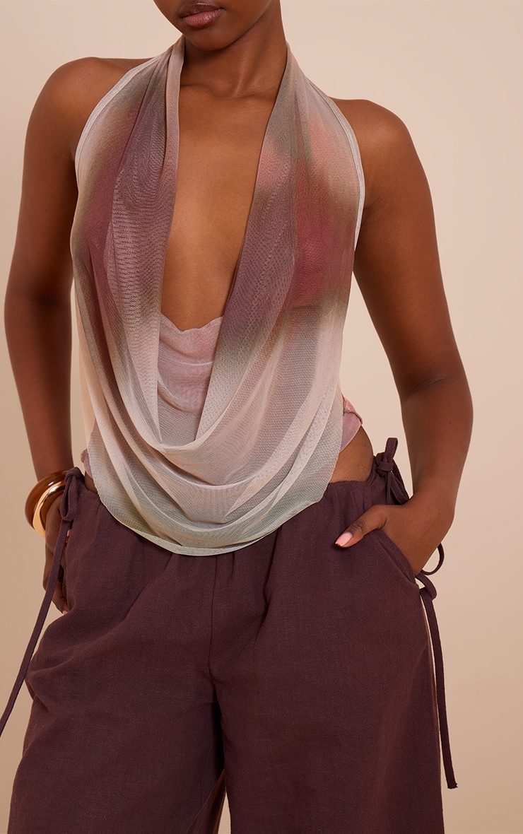 Multi Printed Mesh Halter Neck Top image 4