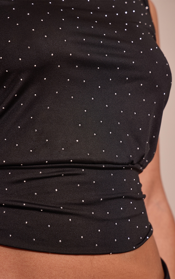 Petite Black Studded Twist Shoulder Top image 4