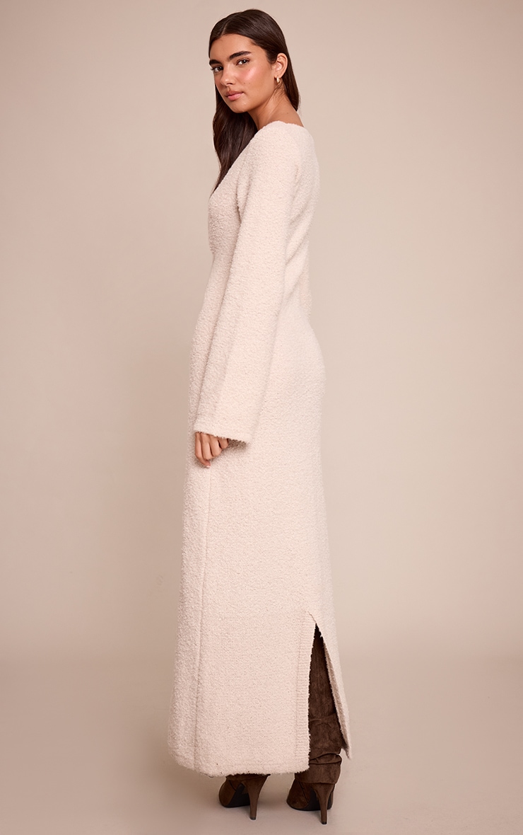Cream Bobble Knit Knitted Maxi Dress  image 2