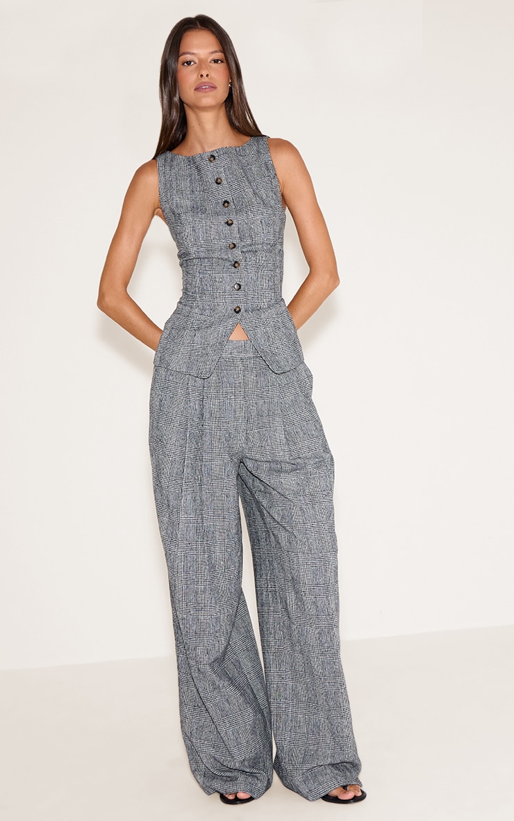 Grey Checked Woven Waistcoat image 3