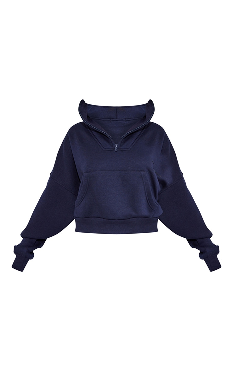 PRETTYLITTLETHING Petite Navy Oversized Half Zip Sweat image 5