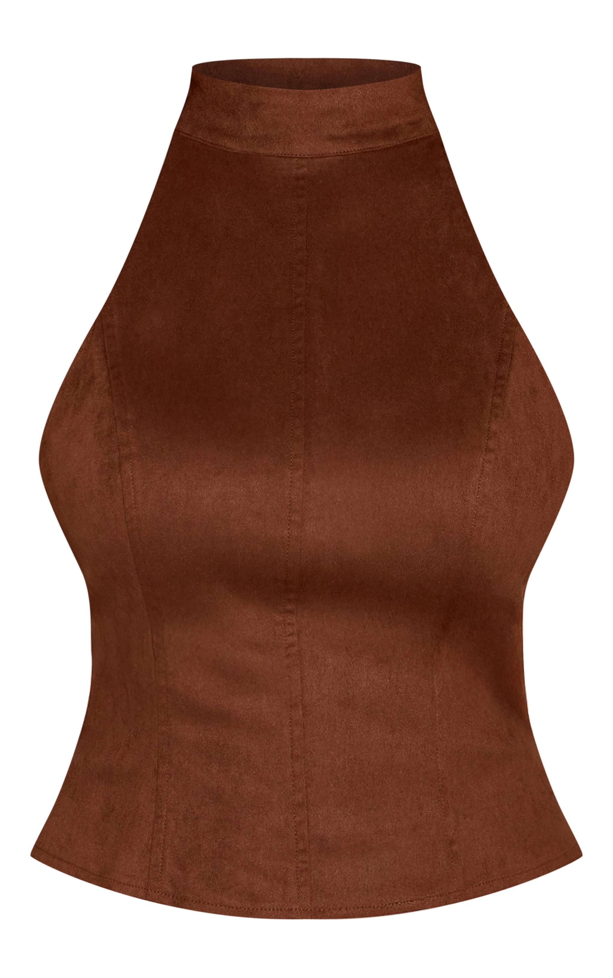 Shape Brown Suede Seam Front High Neck Top image 5