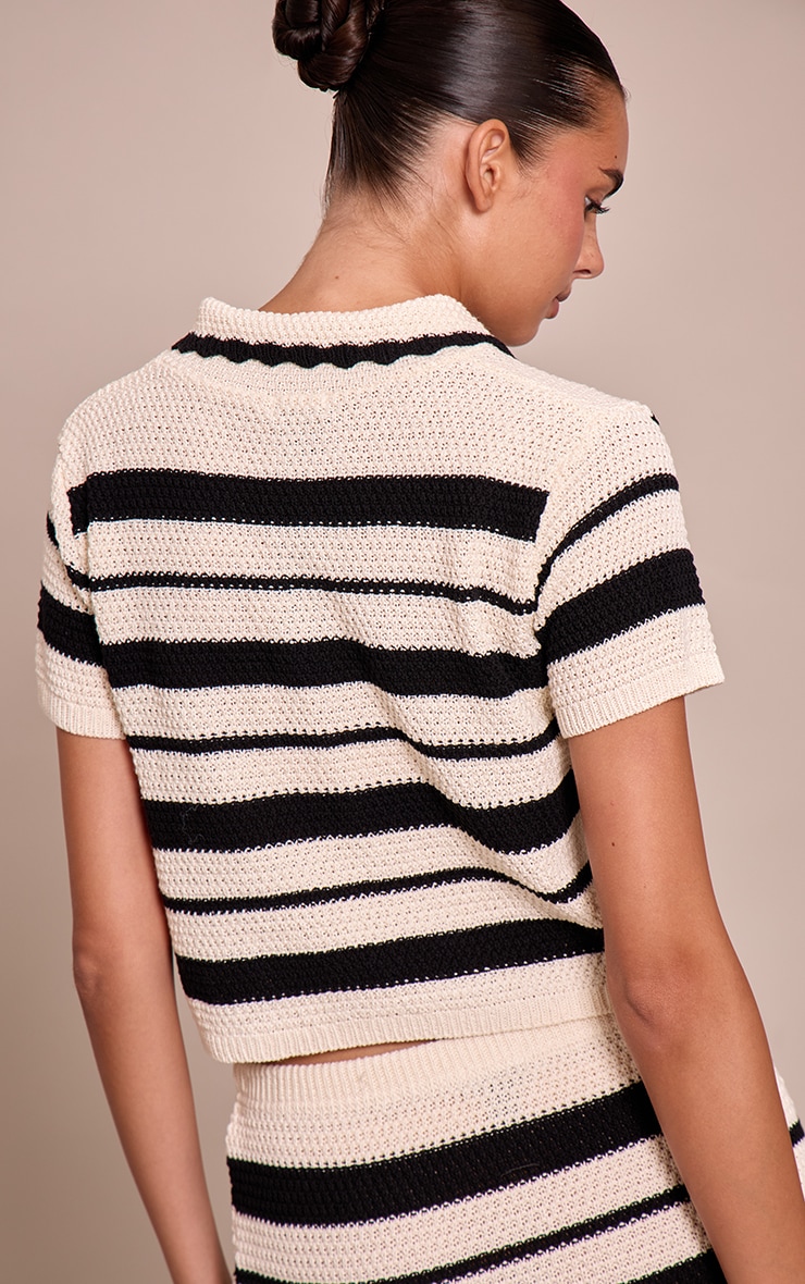 Mono Striped Crochet Polo Shirt image 2