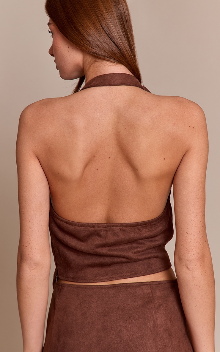 Chocolate Suede Knot Cowl Top image 2