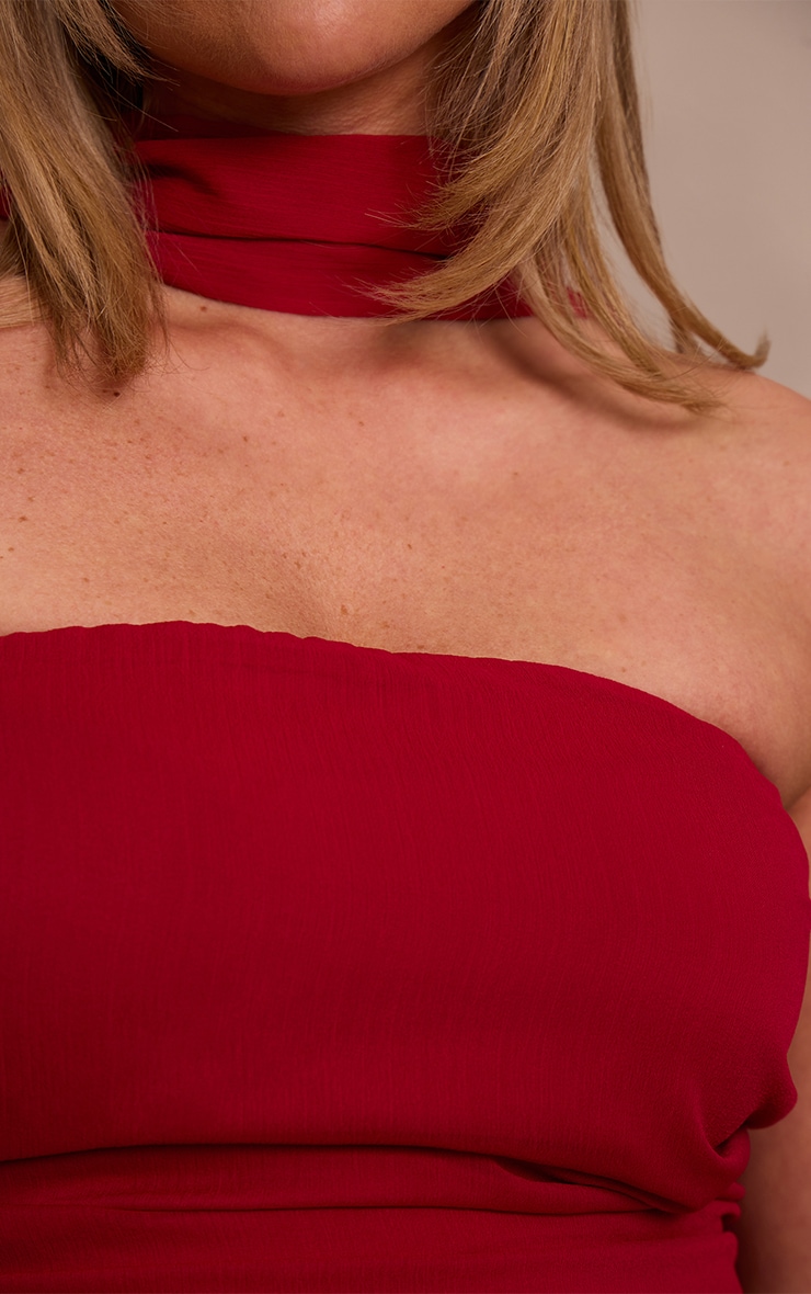 Shape Burgundy Chiffon Scarf Detail Bandeau Top image 4