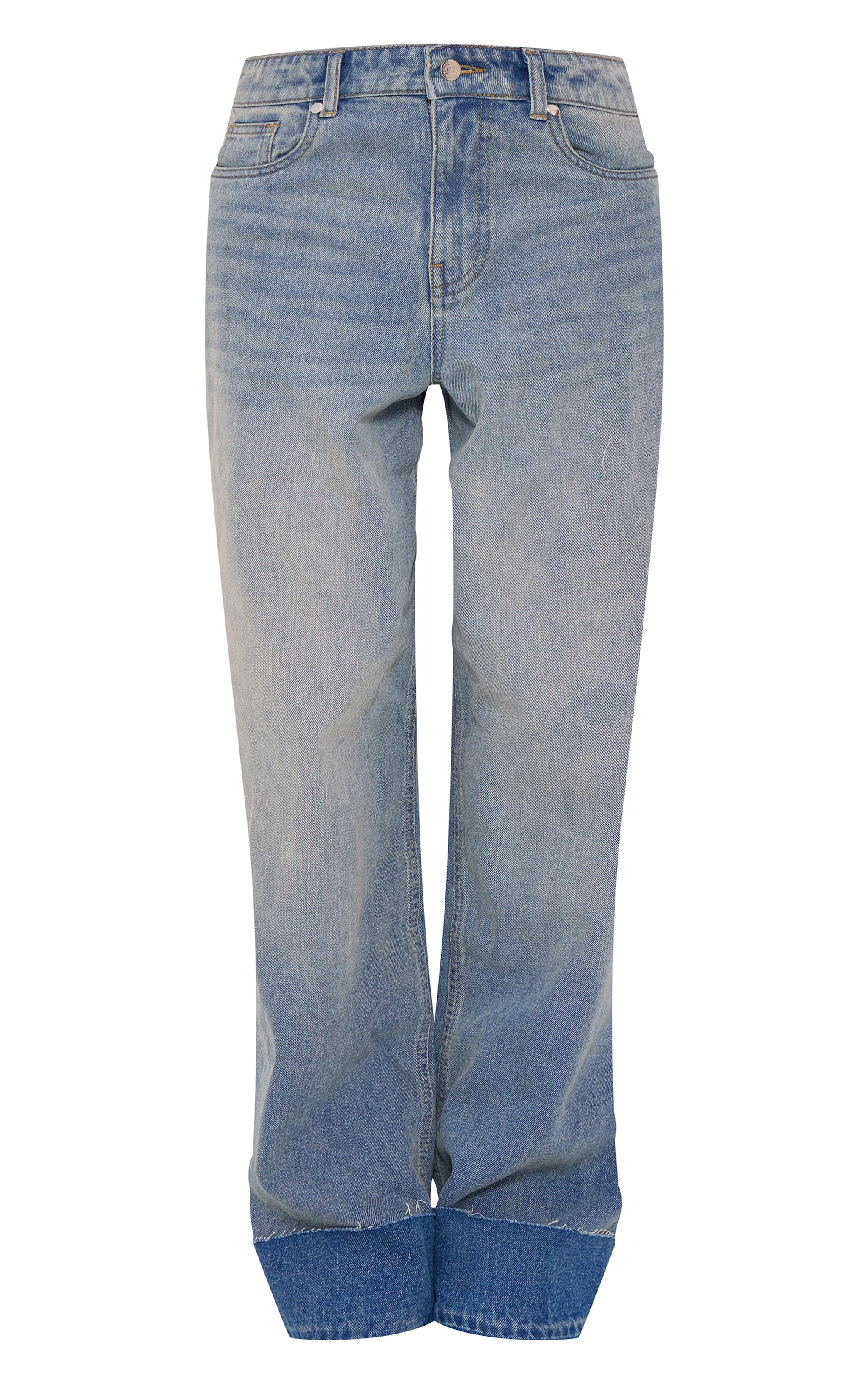 Mid Blue Wash Turn Up Denim Jeans image 5