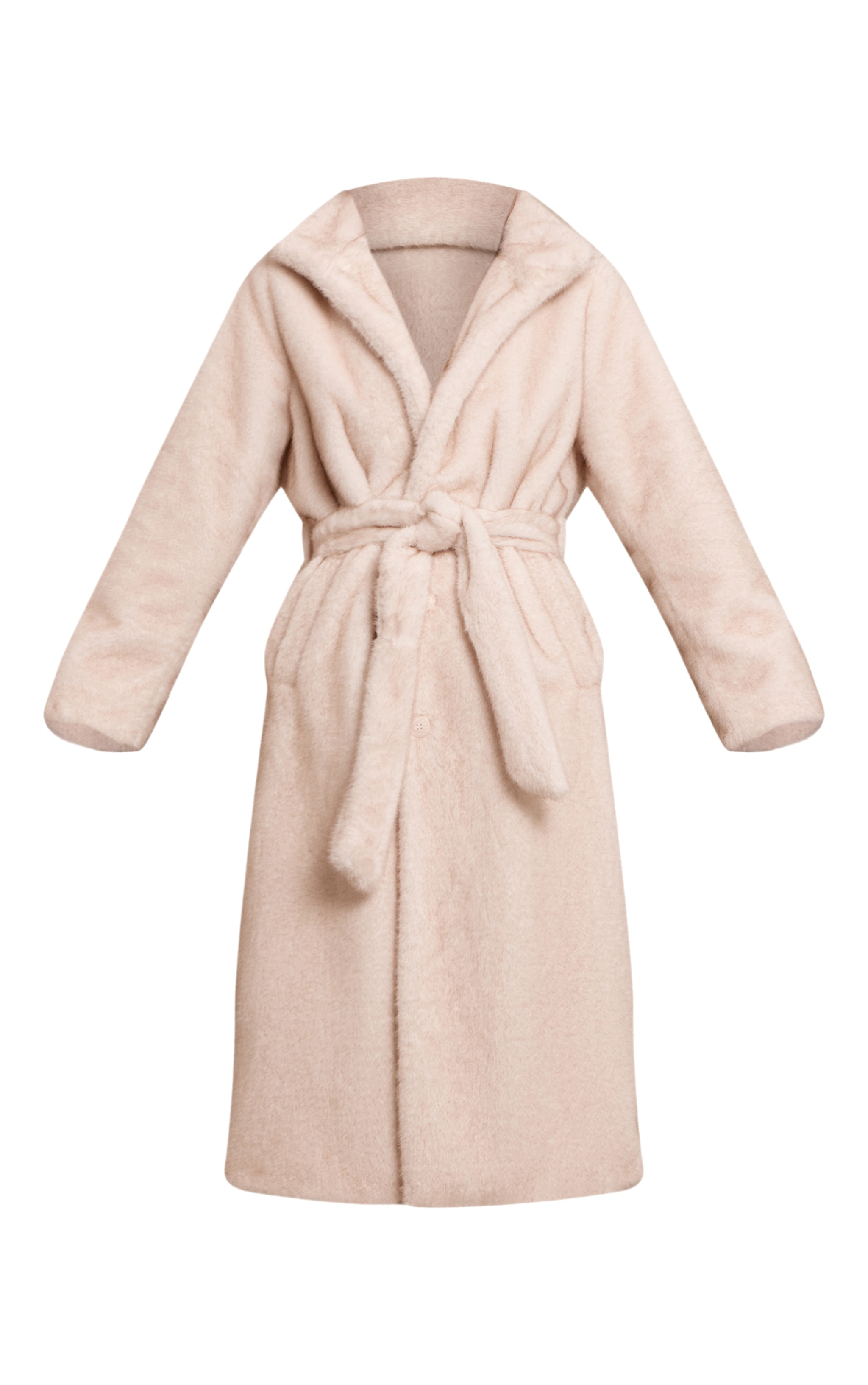 Cream Faux Fur Funnel Neck Maxi Coat image 5