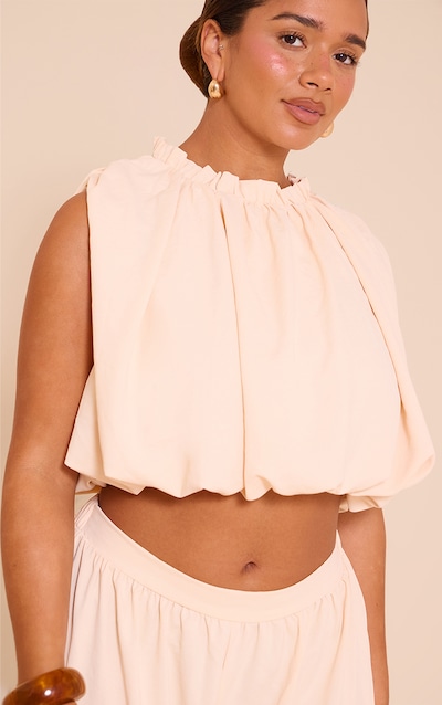 Shape Cream Hammered Satin Baloon Blouse