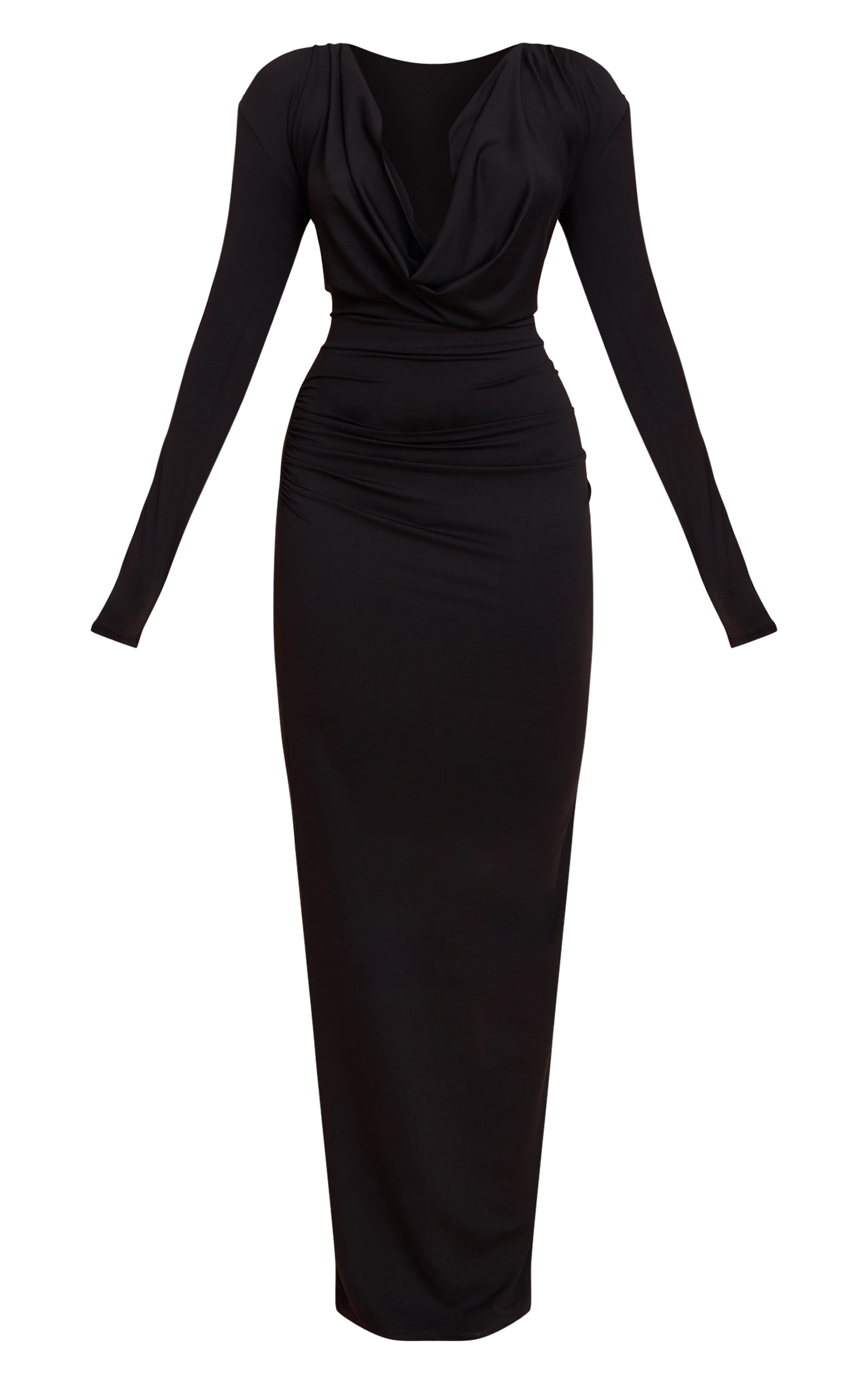 Black Soft Touch Cowl Neck Long Sleeve Maxi image 5