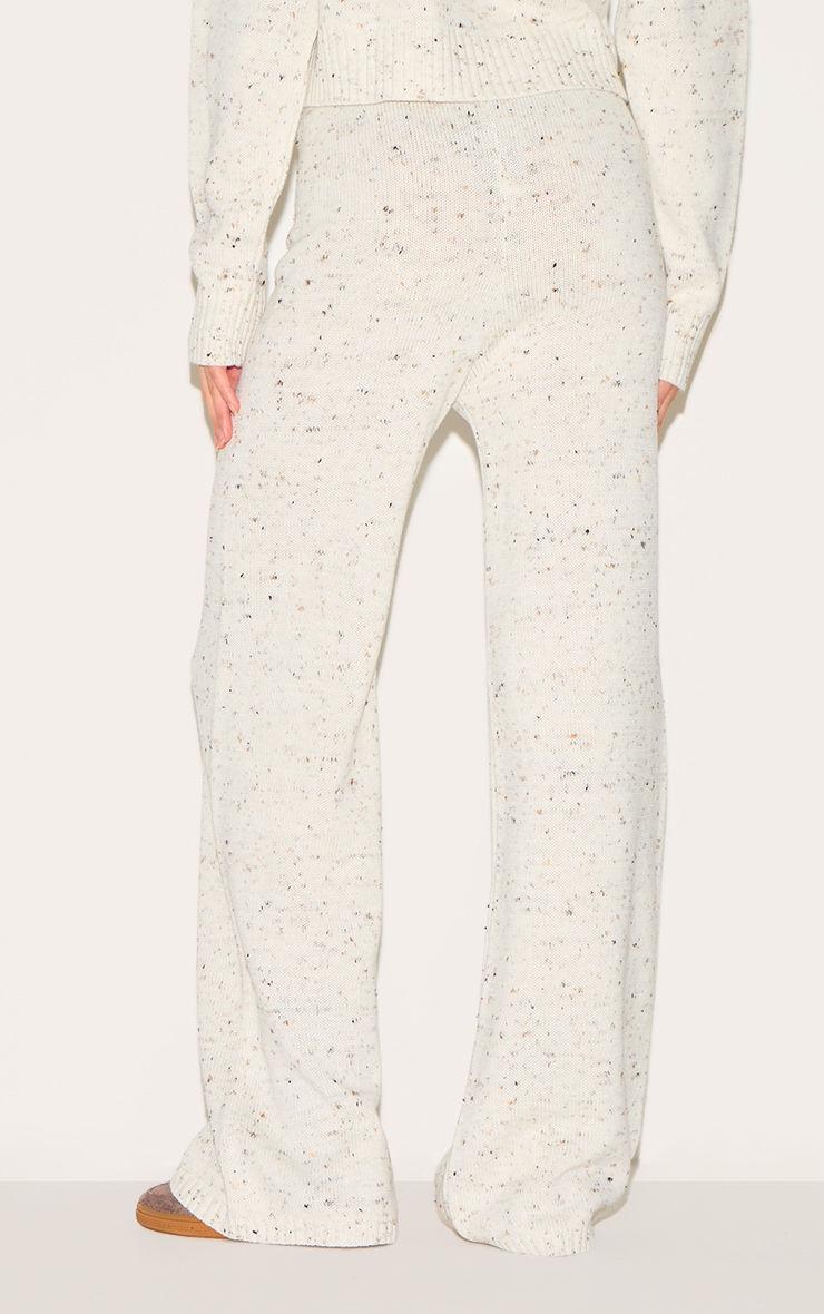 Cream Space Dye Knitted Trousers image 3