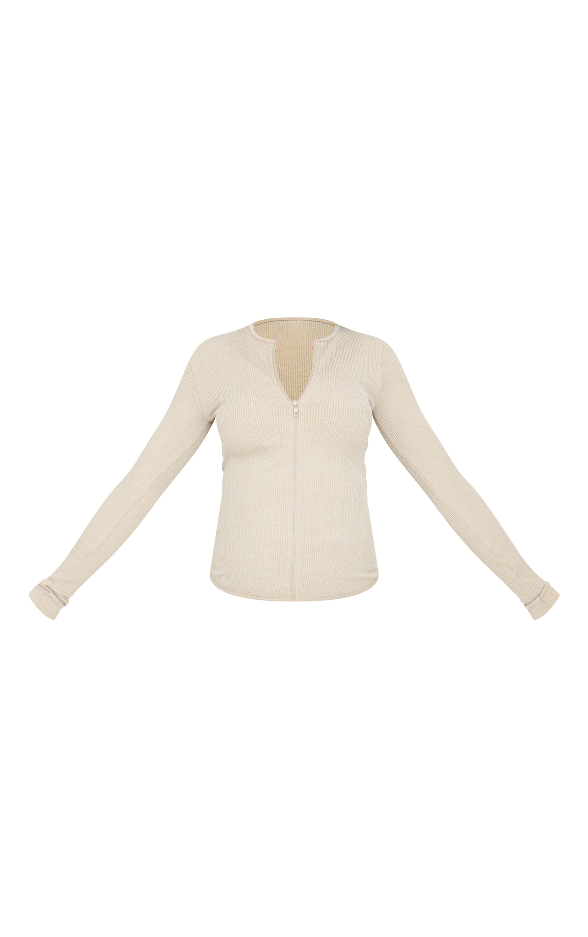 Maternité Cardigan de grossesse sable pâle côtelé à zip image 5