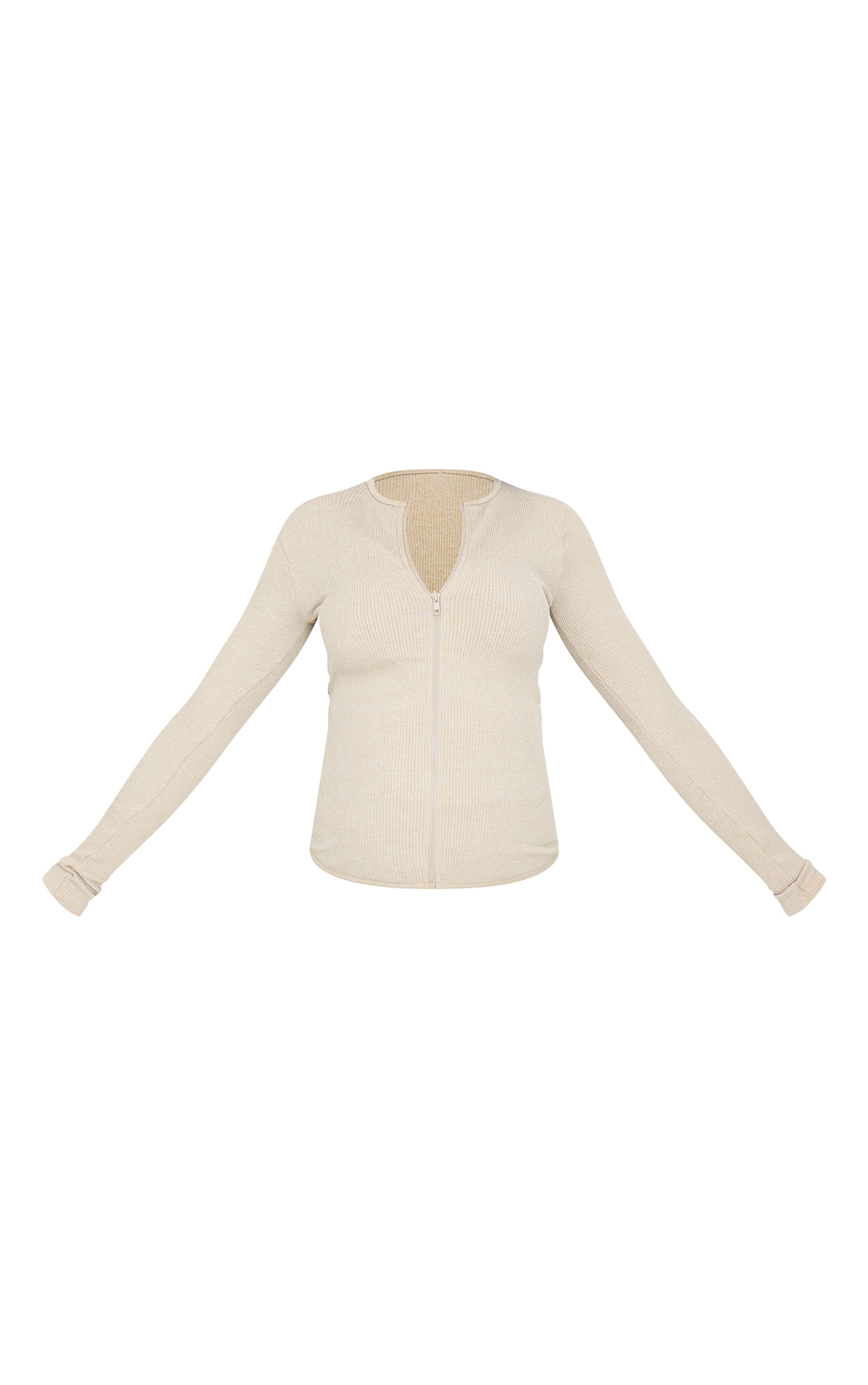 Maternity Moss Sand Ribbed Zip Up Cardigan image 5