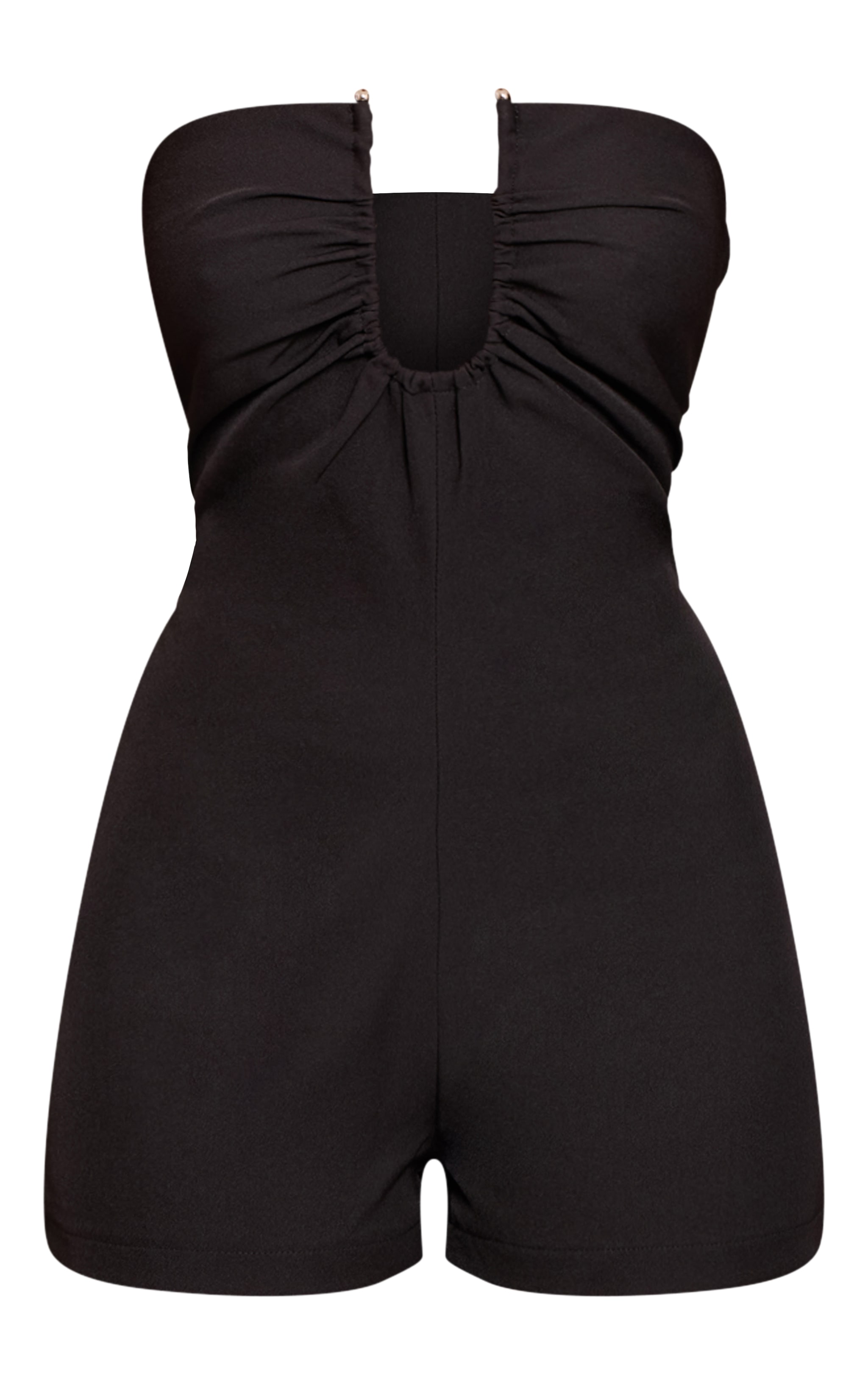 Black Woven Bandeau Tailored Romper image 5