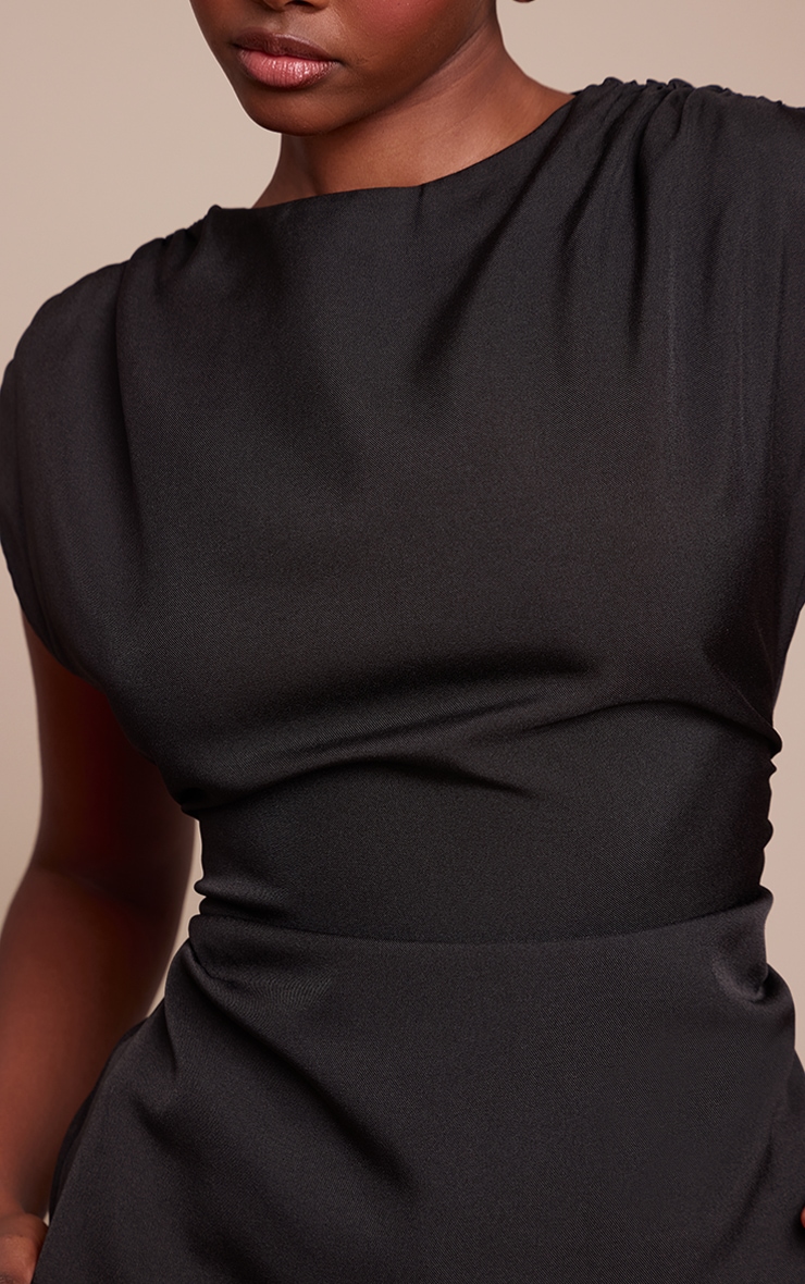 Black Satin Ruched Side Top  image 4