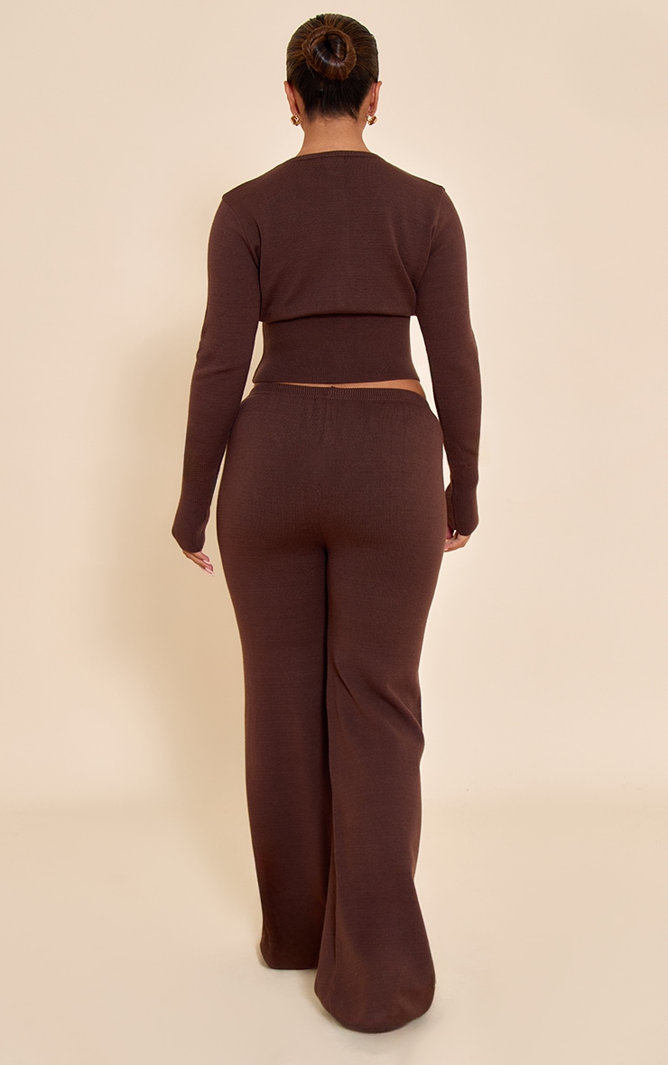 Shape Pantalon en maille tricot chocolat noué image 3