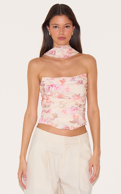 Cream Floral Scarf Detail Corset