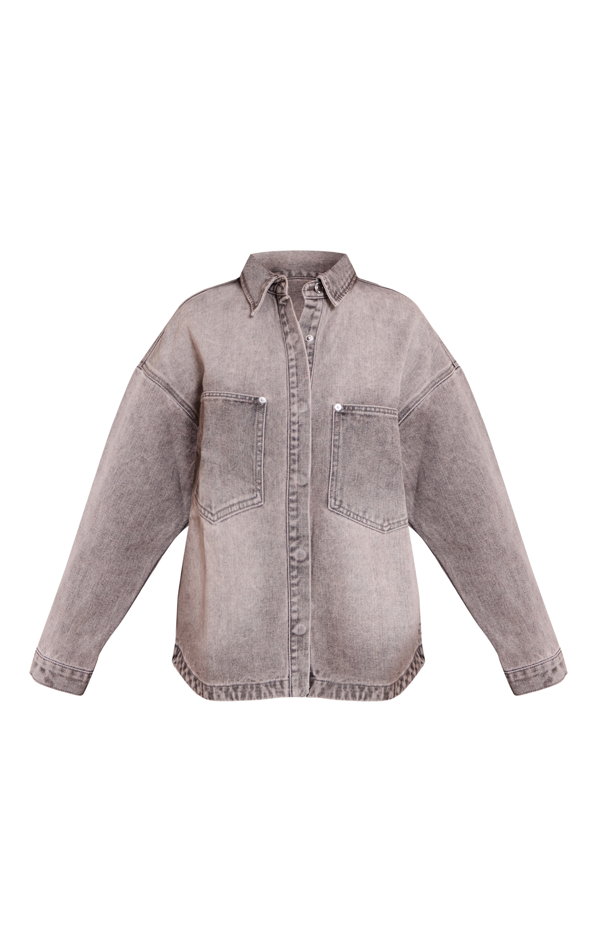 Petite Grey Oversized Denim Shirt image 5