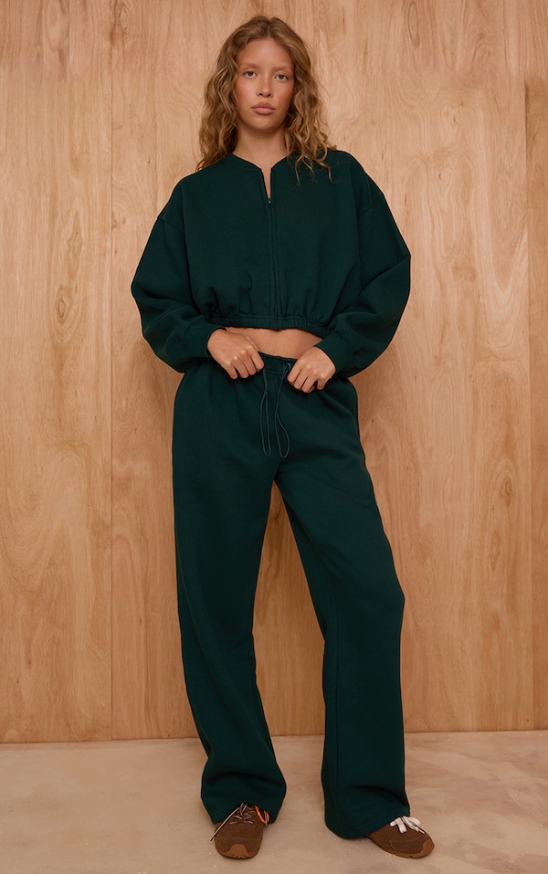 Pine Green Drawcord Hem Oversized Sweatpants