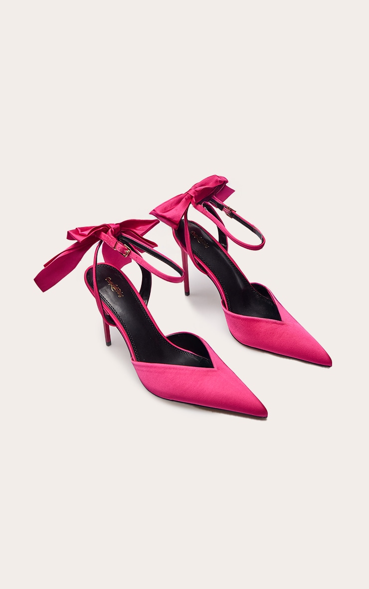 Fuchsia Satin Bow Detail Heeled Sandal image 3