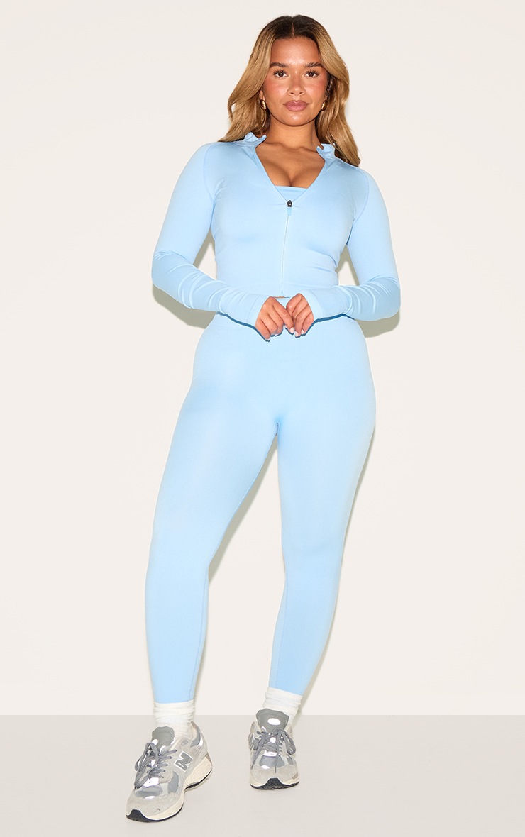 Shape Sky Blue Seamless Active Zip Through Jacket | Shape | PLT