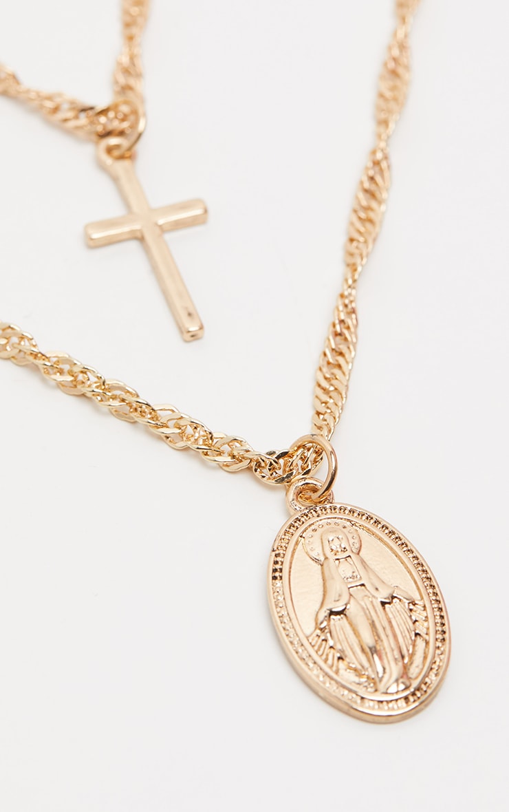 Gold Double Layer Cross And Pendant Necklace Prettylittlething - Gold Renaissance Double Layer Cross And Pendant Necklace Gold Double Layer Cross And Pendant Necklace Prettylittlething - Gold Renaissance Double Layer Cross And Pendant Necklace
