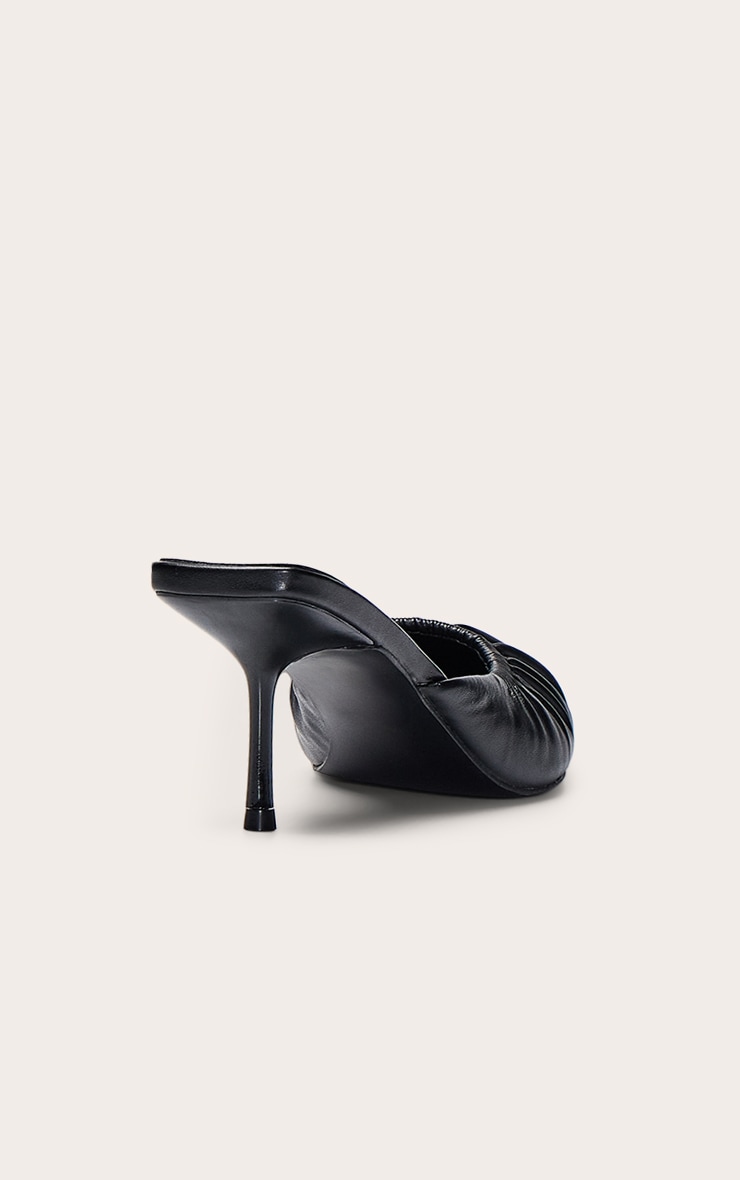 Black Ruched Low Heel Court Mule image 4