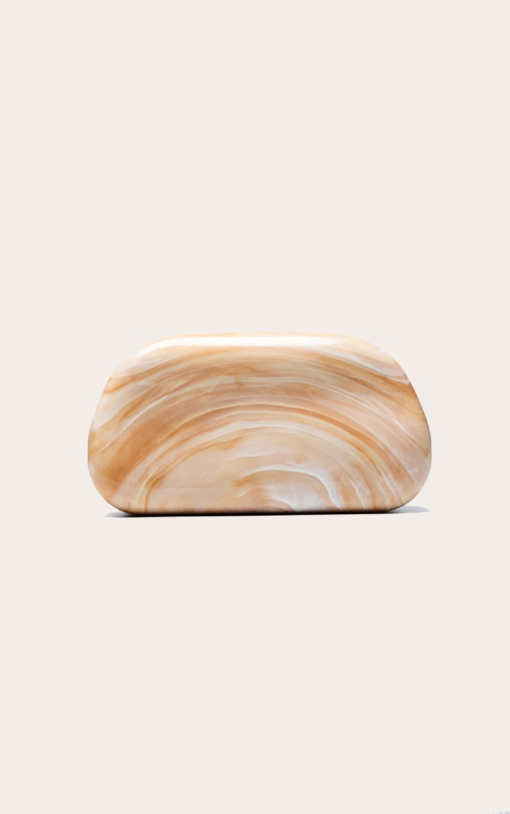 Apricot Marble Hard Resin Clutch Bag image 5