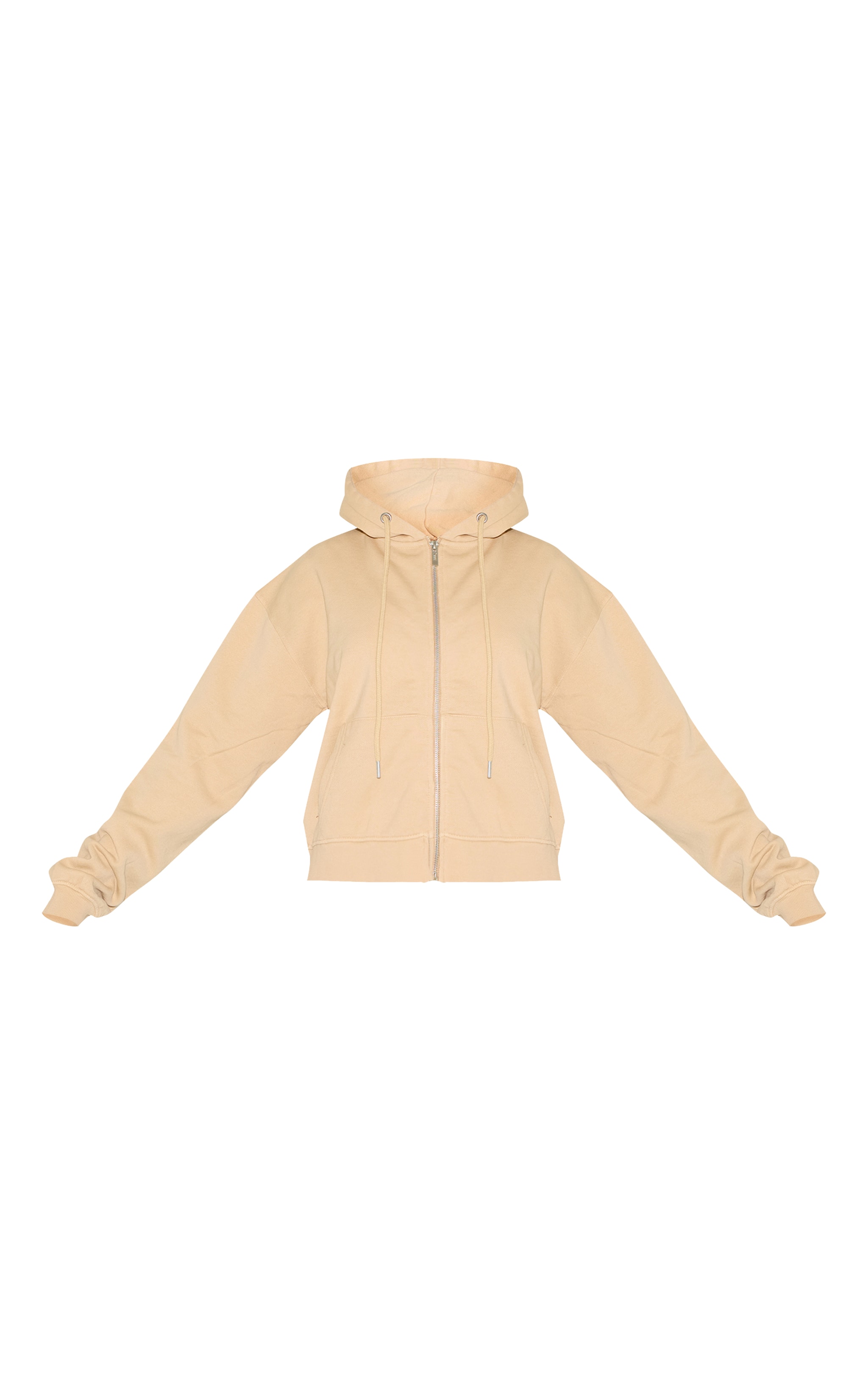 PRETTYLITTLETHING Stone Washed Embroidered Zip Up Hoodie image 5