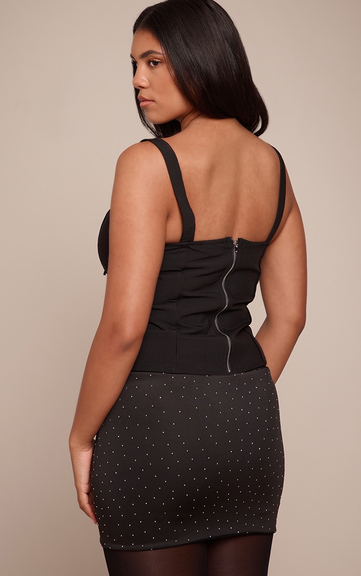 Shape Black Woven Sweetheart Lace Tie Detail Corset image 2