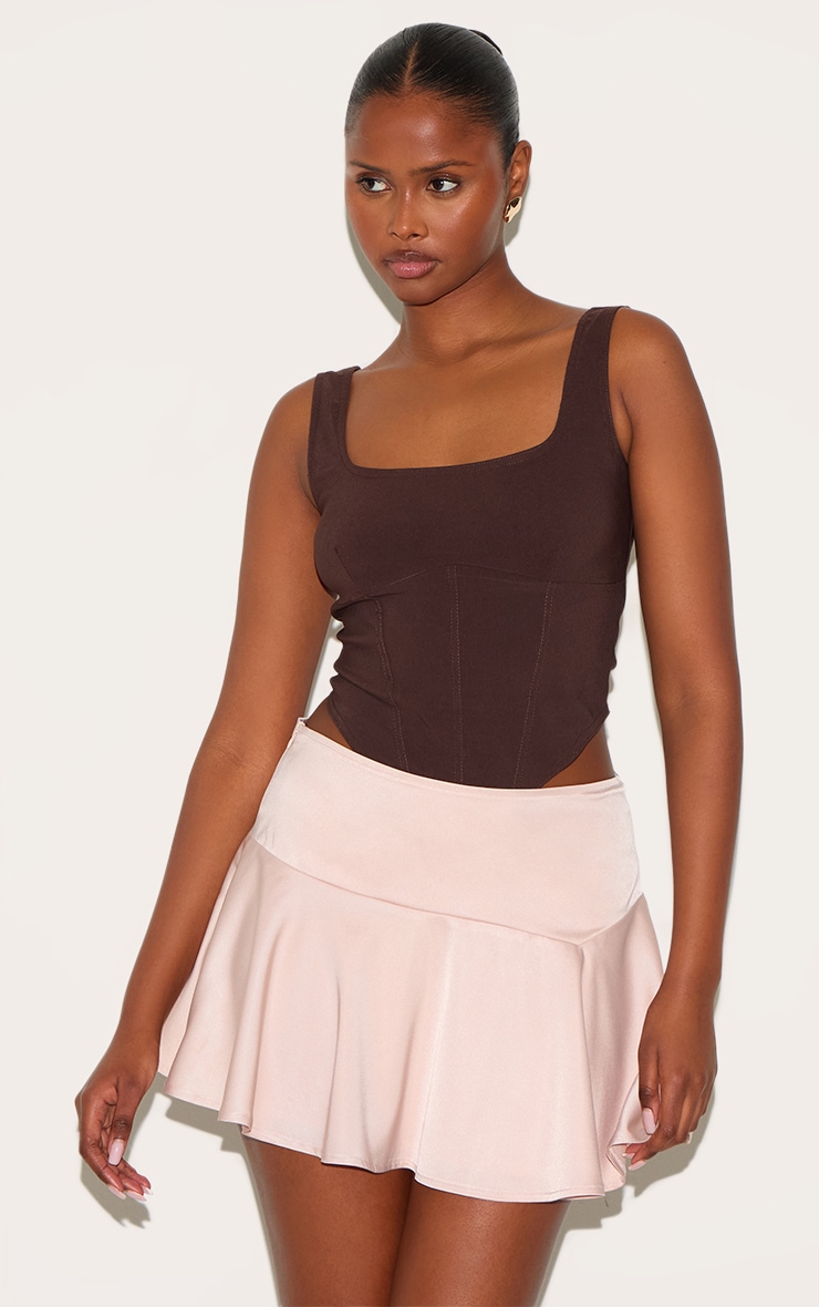 Dusty Pink Satin Floaty A Line Mini Skirt image 4