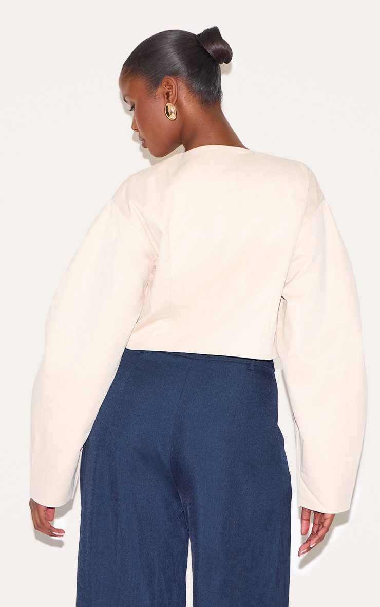 Ecru Cocoon Sleeve Cropped Blazer image 2