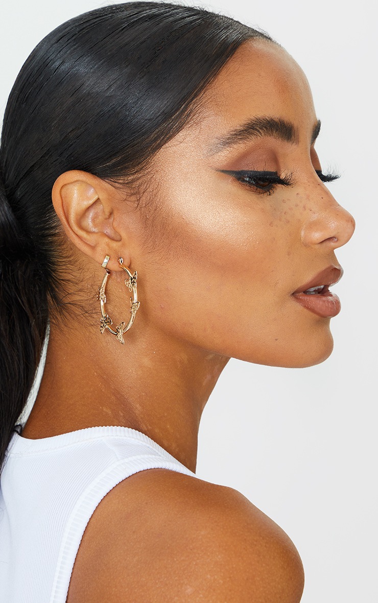 Gold Multi Butterfly Hoop Earrings