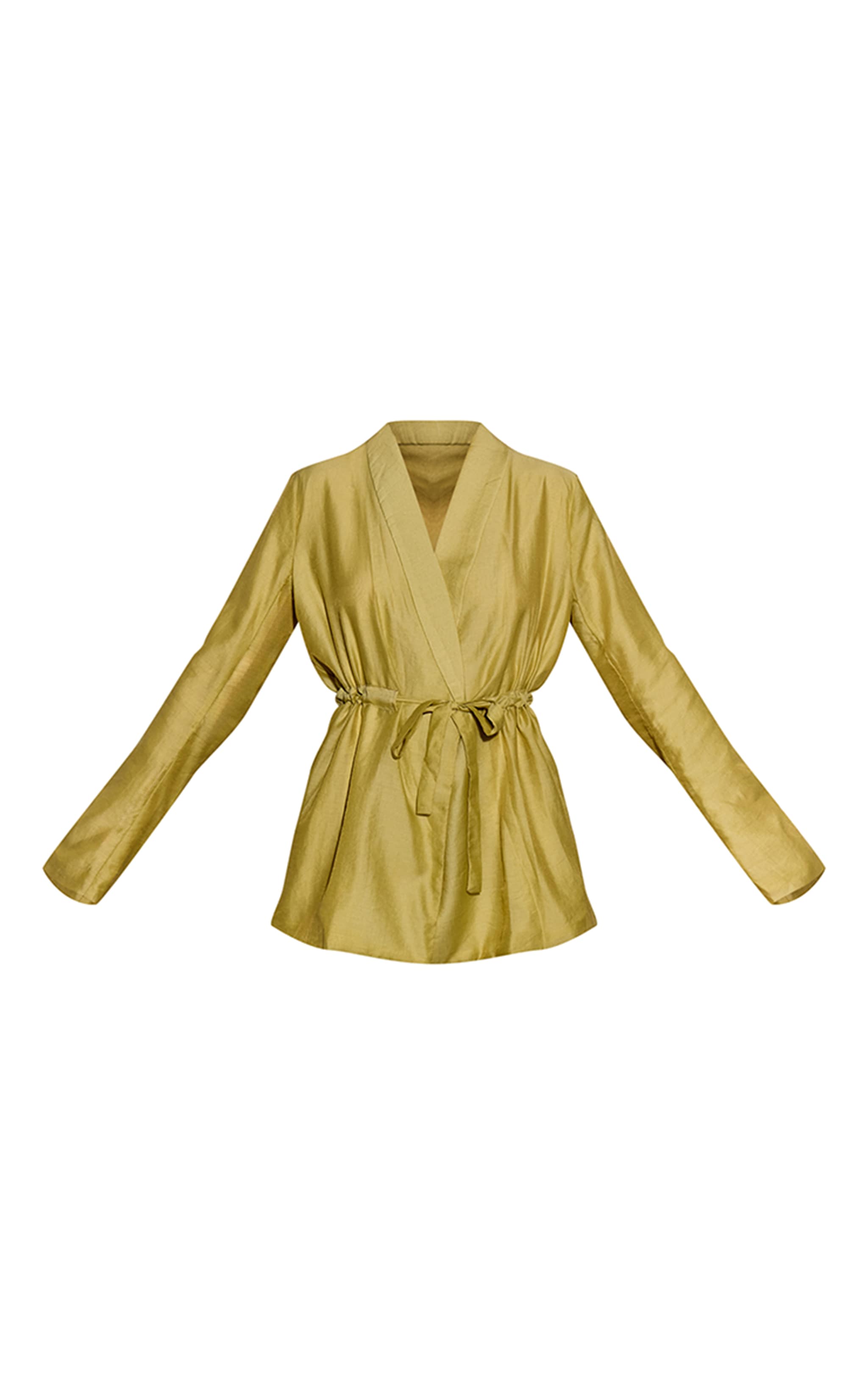 Pale Chartreuse Sheer Organza Tie Cinched Blazer image 5